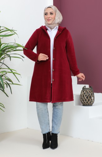 Hooded Plus Size Jacket 6015-03 Claret Red 6015-03