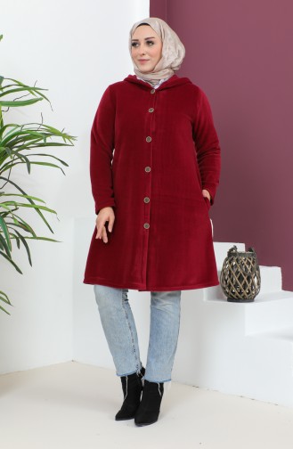 Hooded Plus Size Jacket 6015-03 Claret Red 6015-03