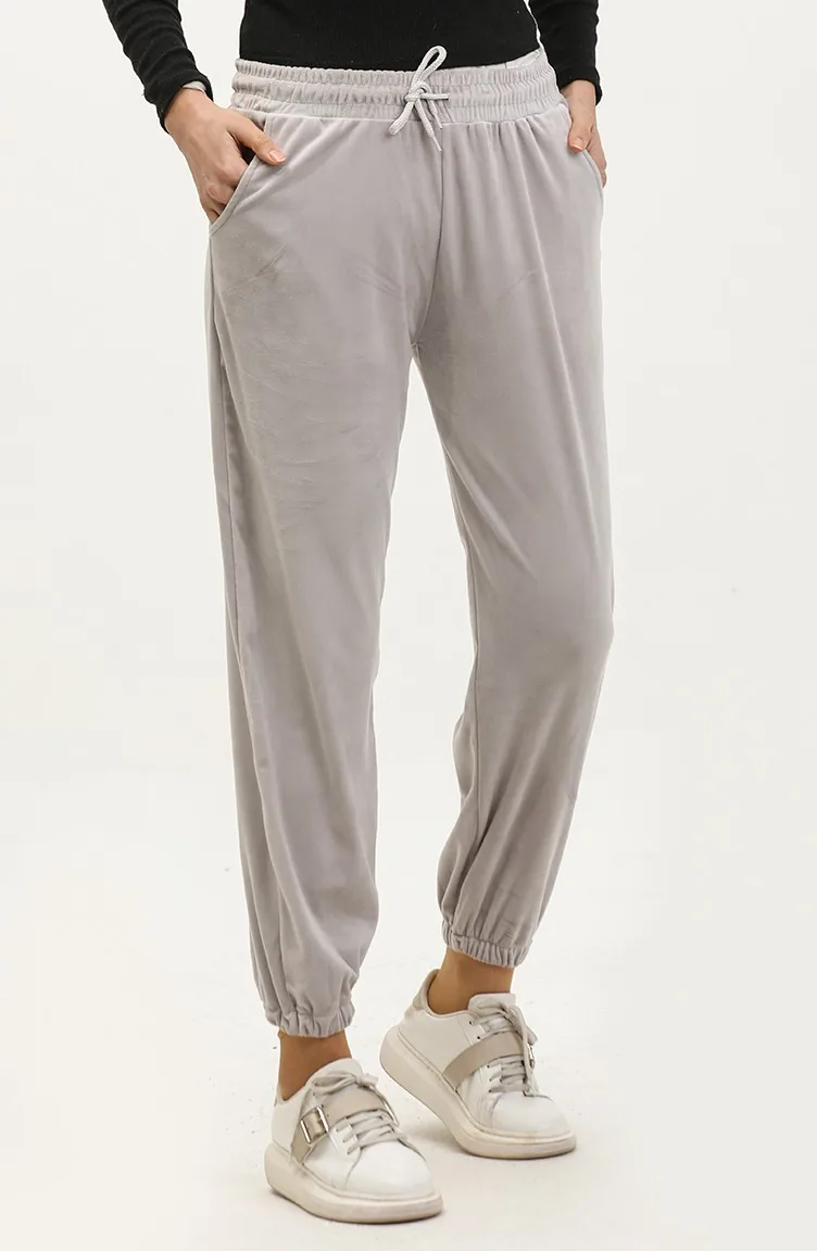 Jogginghose Aus Samt Mit Taschen 20017-03 Grau 20017-03