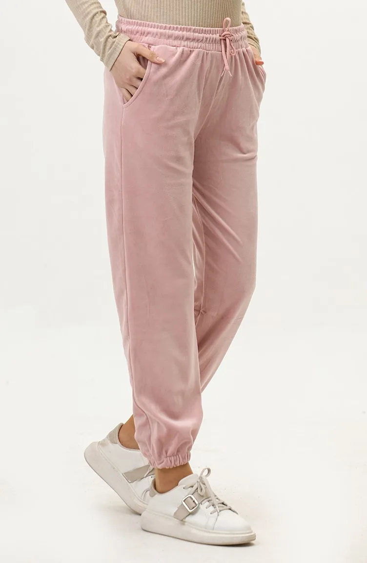 Fluwelen Joggingbroek Met Zakken 20017-06 Dusty Rose 20017-06