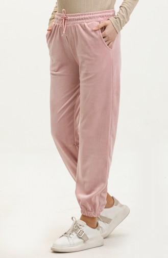 Pantalon De Jogging Velours Avec Poches 20017-06 Rose Poudré 20017-06