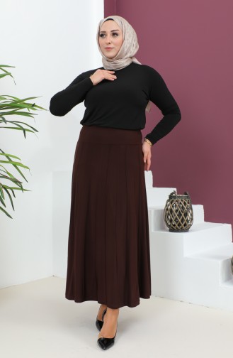 Plus Size Sandy Çımalı Skirt 1745-02 Brown 1745-02