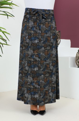 Plus Size Knitted Flared Skirt 4203-02 Brick Navy Blue 4203-02