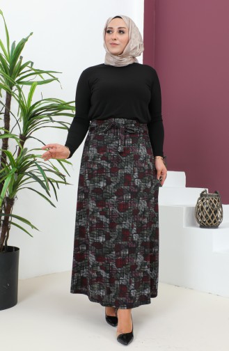 Jupe Evasée Tricotée Grande Taille 4203-03 Rose Noir 4203-03