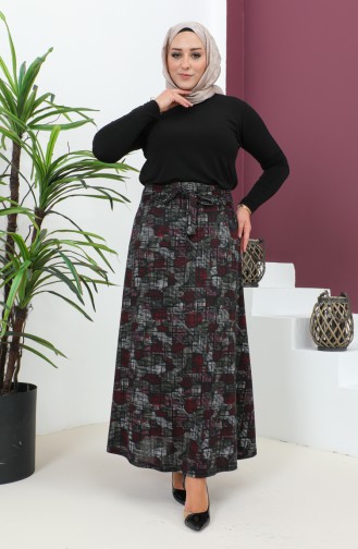 Jupe Evasée Tricotée Grande Taille 4203-03 Rose Noir 4203-03