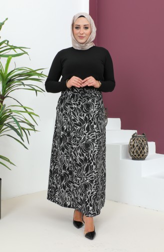 Jupe Evasée à Motifs Grande Taille 4205-01 Noir Blanc 4205-01