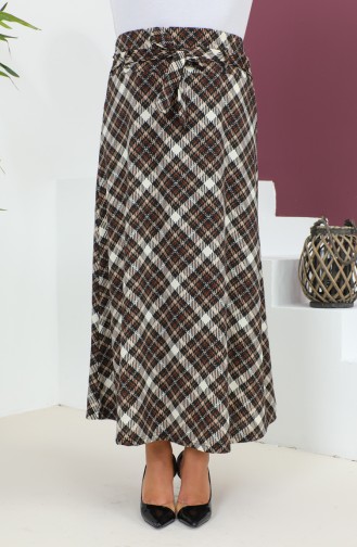 Plus Size Patterned Flared Skirt 4205B-02 Black Tile 4205B-02