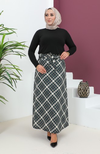 Jupe Evasée à Motifs Grande Taille 4205B-03 Noir Pétrole 4205B-03