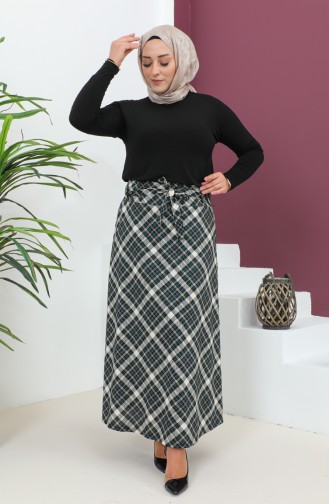 Jupe Evasée à Motifs Grande Taille 4205B-03 Noir Pétrole 4205B-03