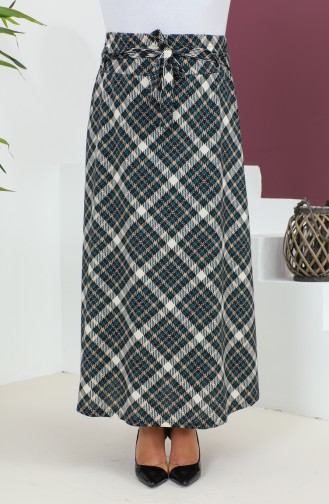 Jupe Evasée à Motifs Grande Taille 4205B-03 Noir Pétrole 4205B-03