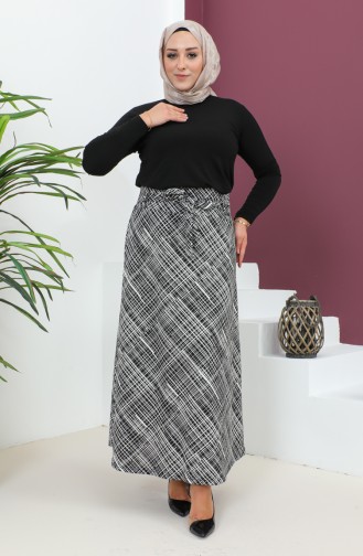 Jupe Evasée à Motifs Grande Taille 4205D-02 Noir Blanc 4205D-02