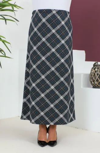 Jupe Tricotée à Motifs Grande Taille 4207C-02 Noir Pétrole 4207C-02