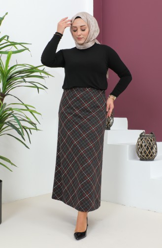 Plus Size Patterned Knitted Skirt 4207D-02 Brick Black 4207D-02