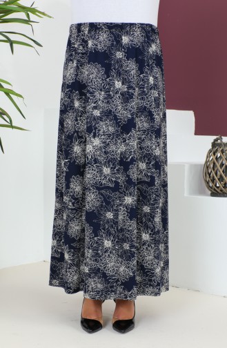 Plus Size Pieced Viscose Skirt 4360-01 Navy Blue 4360-01