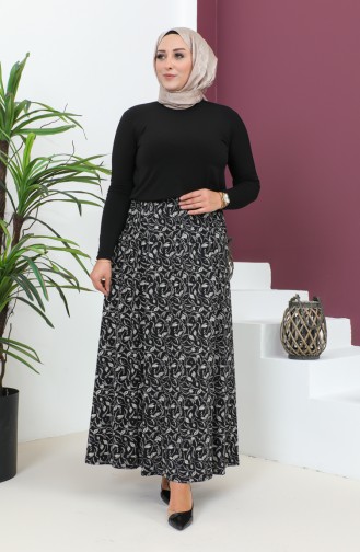 Plus Size Pieced Viscose Skirt 4360A-02 Black 4360A-02