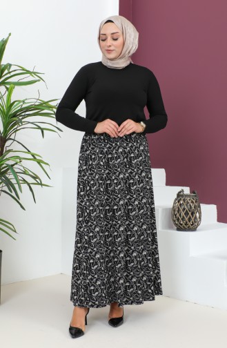 Plus Size Pieced Viscose Skirt 4360A-02 Black 4360A-02