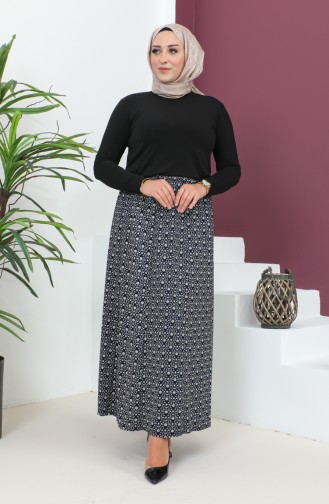 Plus Size Pieced Viscose Skirt 4360B-01 Navy Blue 4360B-01