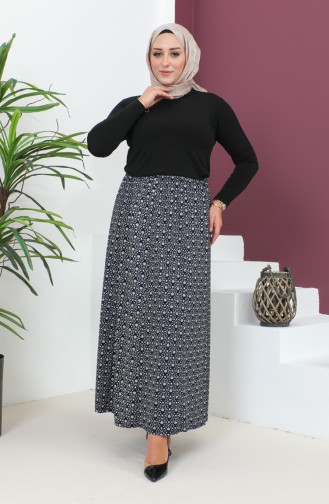 Plus Size Pieced Viscose Skirt 4360B-01 Navy Blue 4360B-01