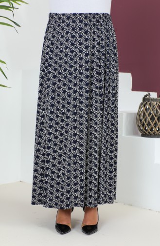 Plus Size Pieced Viscose Skirt 4360C-01 Navy Blue 4360C-01