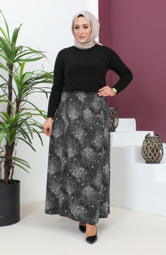 Plus Size Pieced Viscose Skirt 4360D-01 Black 4360D-01