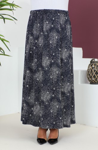 Plus Size Pieced Viscose Skirt 4360D-02 Navy Blue 4360D-02