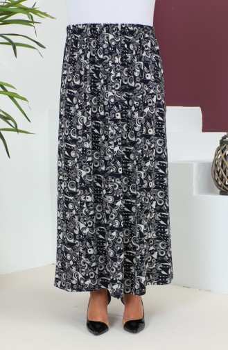 Plus Size Pieced Viscose Skirt 4360E-01 Navy Blue 4360E-01