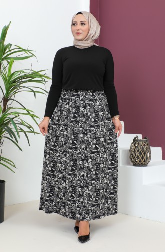 Plus Size Pieced Viscose Skirt 4360E-02 Black 4360E-02