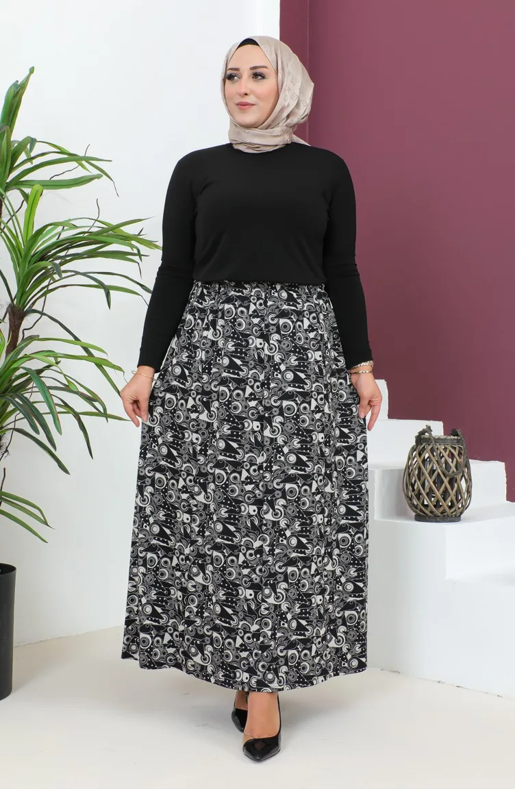 Jupe Viscose Grande Taille 4360E-02 Noir 4360E-02