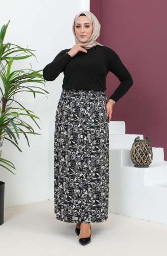 Plus Size Pieced Viscose Skirt 4360E-02 Black 4360E-02