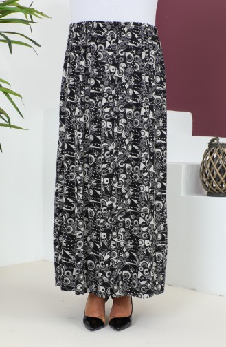 Plus Size Pieced Viscose Skirt 4360E-02 Black 4360E-02