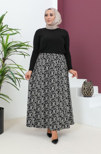 Plus Size Pieced Viscose Skirt 4360F-02 Black 4360F-02