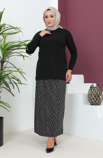 Plus Size Pieced Viscose Skirt 4360g-01 Black 4360G-01