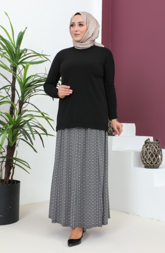 Plus Size Pieced Viscose Skirt 4360H-01 Navy Blue 4360H-01