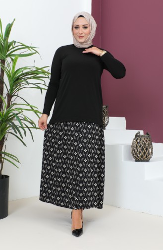 Plus Size Pieced Viscose Skirt 4360J-01 Black 4360J-01