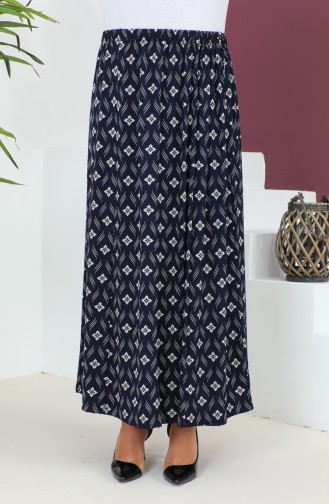 Plus Size Pieced Viscose Skirt 4360J-02 Navy Blue 4360J-02