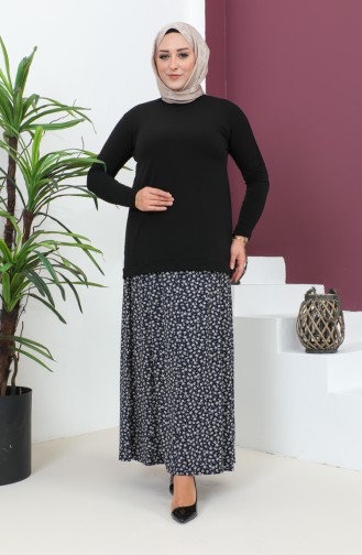 Plus Size Pieced Viscose Skirt 4360K-02 Navy Blue 4360K-02