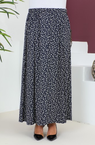 Plus Size Pieced Viscose Skirt 4360K-02 Navy Blue 4360K-02