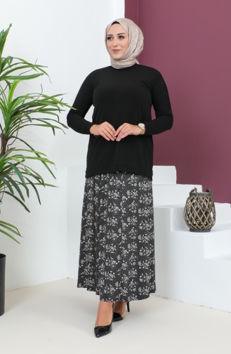 Plus Size Pieced Viscose Skirt 4360L-01 Black 4360L-01