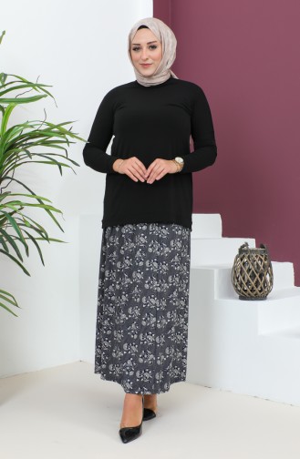 Plus Size Pieced Viscose Skirt 4360l-02 Navy Blue 4360L-02