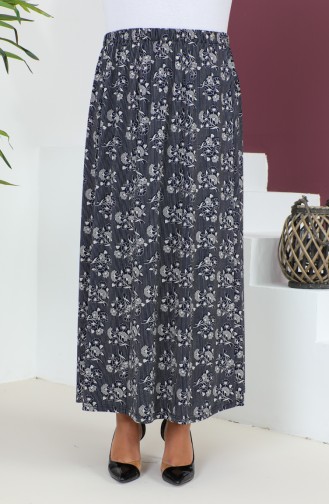 Plus Size Pieced Viscose Skirt 4360l-02 Navy Blue 4360L-02