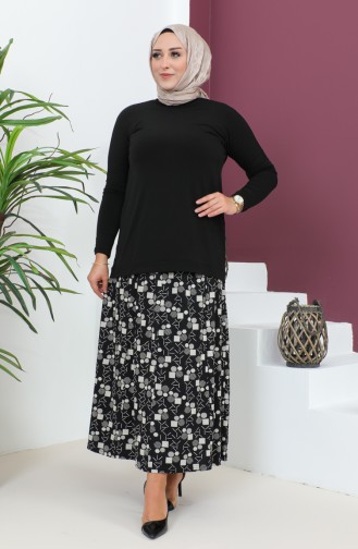 Plus Size Pieced Viscose Skirt 4360M-01 Black 4360M-01