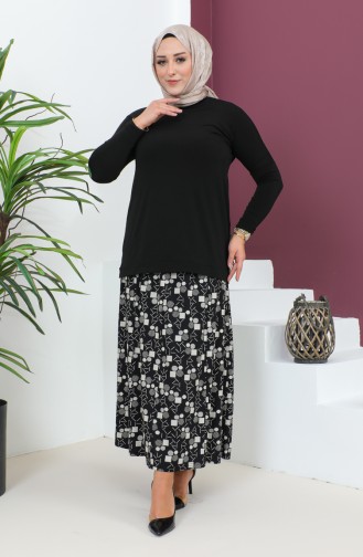 Plus Size Pieced Viscose Skirt 4360M-01 Black 4360M-01