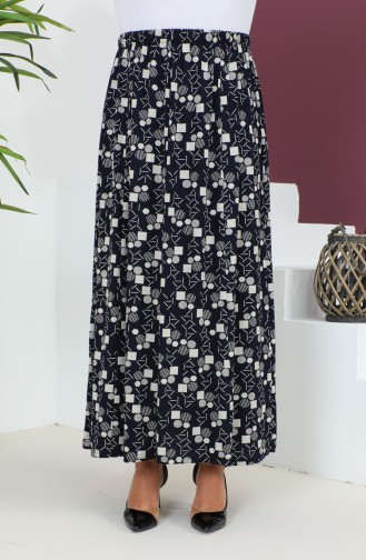 Plus Size Pieced Viscose Skirt 4360M-02 Navy Blue 4360M-02