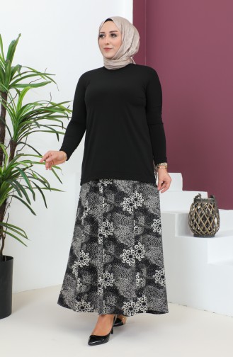 Plus Size Pieced Viscose Skirt 4360N-01 Black 4360N-01