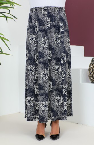 Plus Size Pieced Viscose Skirt 4360n-02 Navy Blue 4360N-02