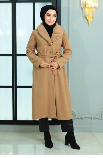 Wide Fur Collar Cashew Coat Mink 19174 15023