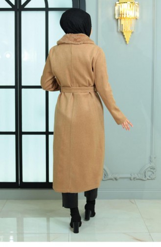 Wide Fur Collar Cashew Coat Mink 19174 15023