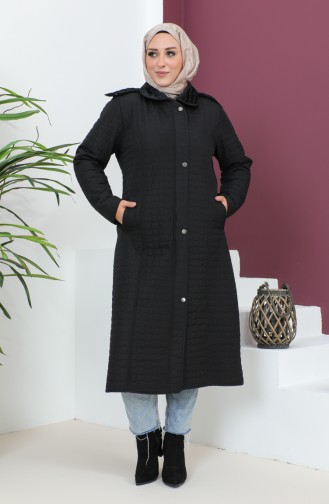 Manteau Matelassé à Capuche Grande Taille 5061-01 Noir 5061-01