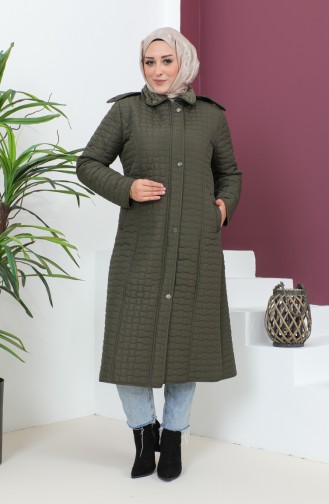 Manteau Matelassé à Capuche Grande Taille 5061-03 Khaki 5061-03