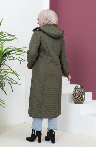 Plus Size Hooded Quilted Coat 5061-03 Khaki 5061-03